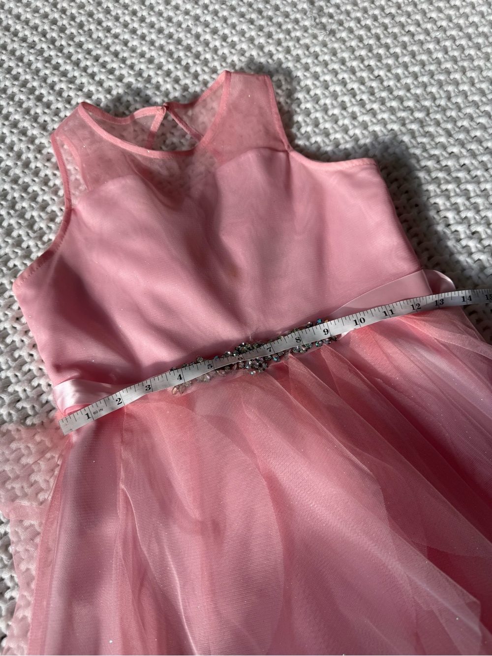 Rare Editions Pink and Coral Layered Tulle Formal Dress - Picture 6 of 7